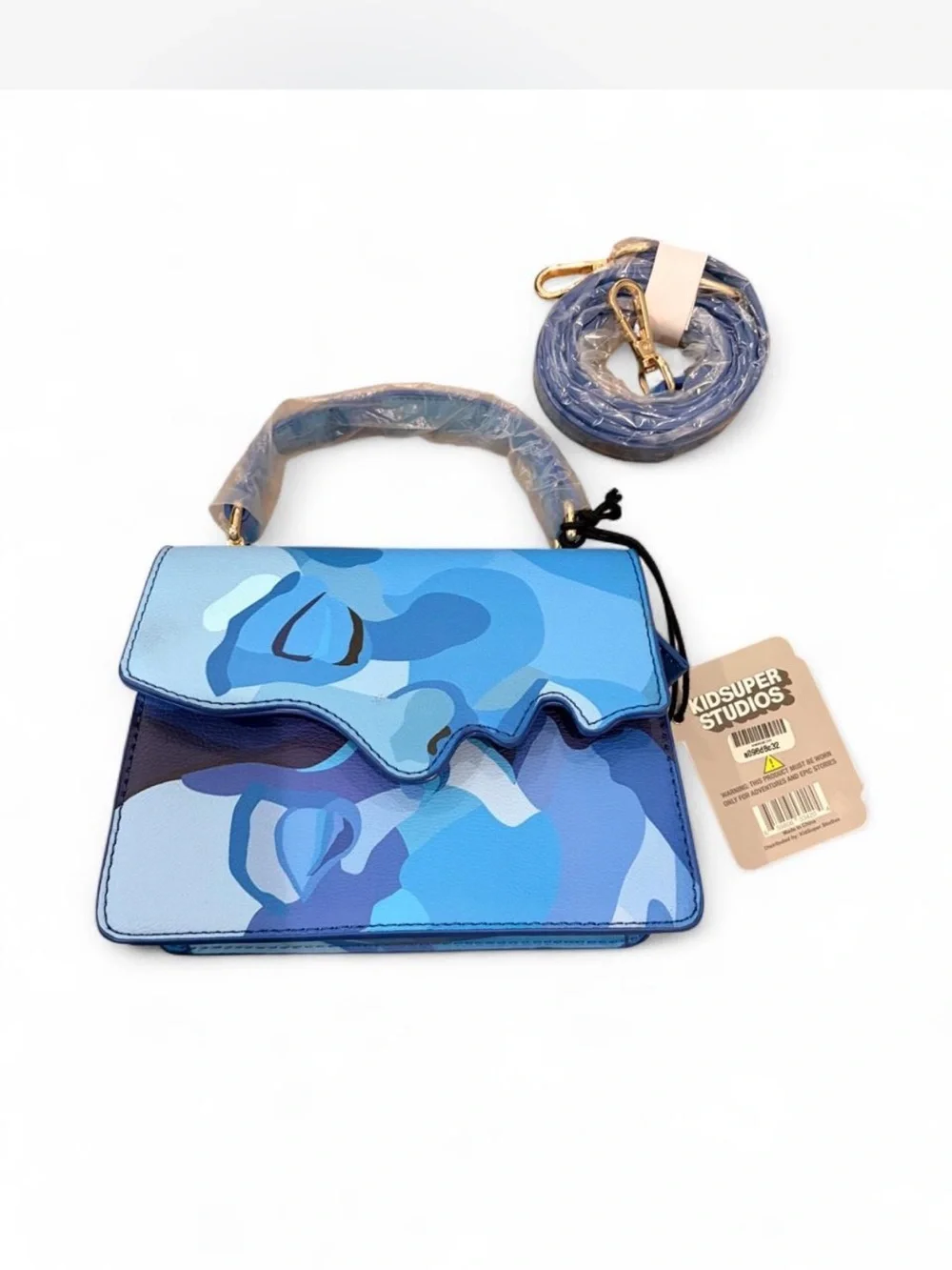 KIDSUPER STUDIOS Blue Camouflage Top-Handle Satchel